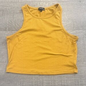 Mustard Yellow Ribbed Crop Top